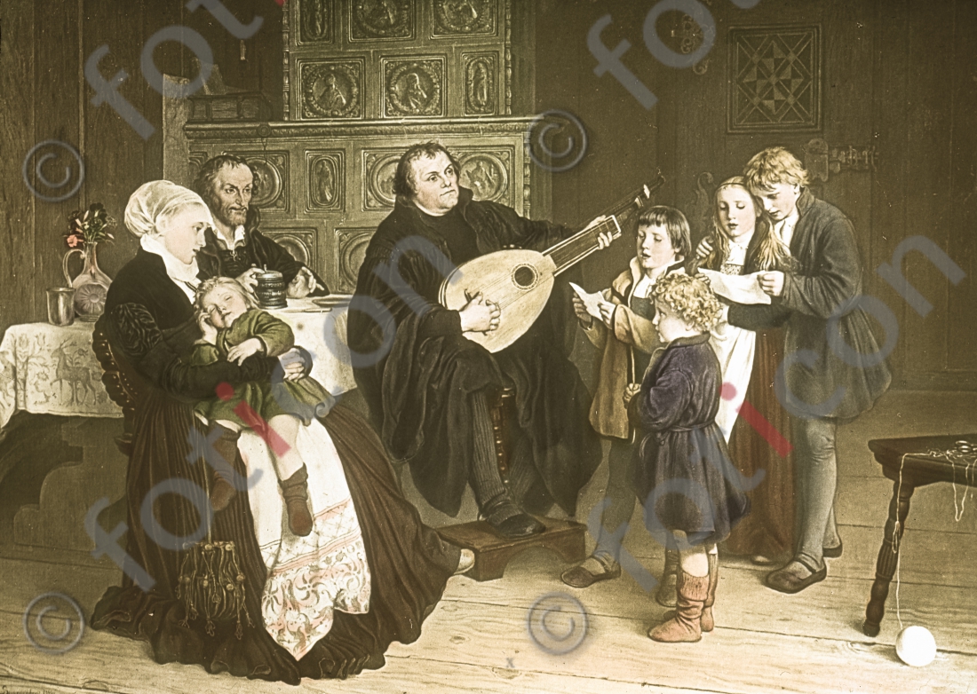 Luther musiziert mit der Familie | Luther plays with the family - Foto foticon-simon-150-056.jpg | foticon.de - Bilddatenbank für Motive aus Geschichte und Kultur